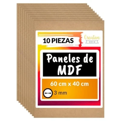 Imagen de Creative DECO 10 x MDF Tablero 60 40 cm Madera 600 400 3 mm Corte por Laser, CNC Router, Modelado, Calado, Bricolaje, Manualidades