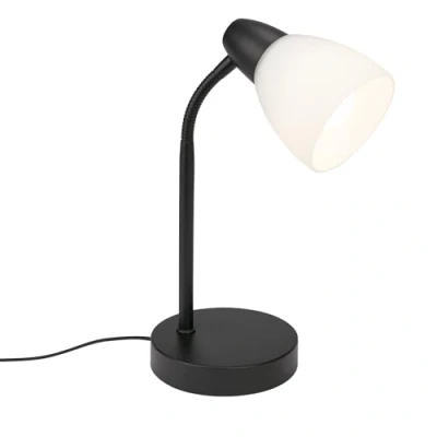 Imagen de BRILONER Lámpara de mesa (incluye interruptor cable, 1 bombilla E14, máx. 25 W, 185 x 300 mm), color blanco y negro