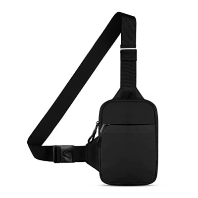 Imagen de DONGKER Bolsa bandolera impermeable con correa de hombro ajustable para hombres y mujeres, senderismo, viajes, deportes al aire libre, S negro, S, Informal