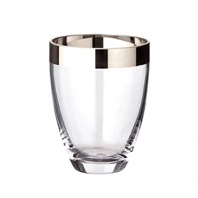 Imagen de EDZARD Jarrón/florero Charlotte, Cristal soplado con Borde de Platino, Altura 16 cm