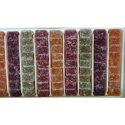 Imagen de Pasta de Frutas 920 g,Sabores (limón, albaricoque, fresa, grosella negra, pera), sin gluten, conservantes, colorantes ni sabores artificiales.