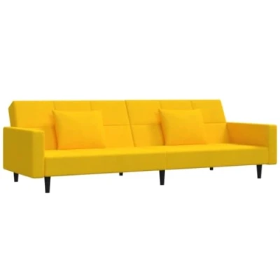 Imagen de vidaXL Sofá Cama de 2 plazas con Dos Almohadas Terciopelo Amarillo