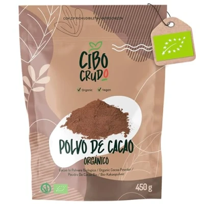 Imagen de Cacao Amargo en Polvo 450g. Orgánico Natural y Puro procesado a bajas temperaturas. Crudo Ecológico Rico Antioxidantes Magnesio Hierro Vitamina B1 B2.