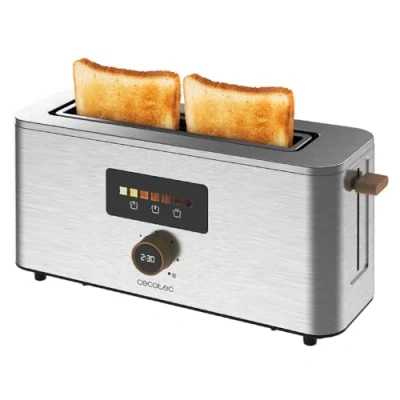 Imagen de Tostadora Cecotec Touch&amp;Toast Extra, 1000 W, 1 ranura, 2 rebanadas, 7 niveles, Pantalla táctil, Inox