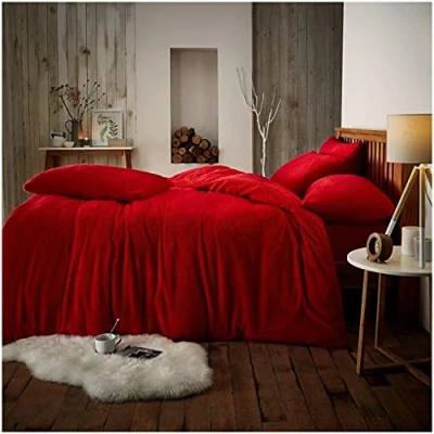 Imagen de GC GAVENO CAVAILIA Juego de Funda edredón Lujo Forro Polar Peluche súper Suave, cálido y Acogedor Juegos Cama (Rojo, Doble), 543893