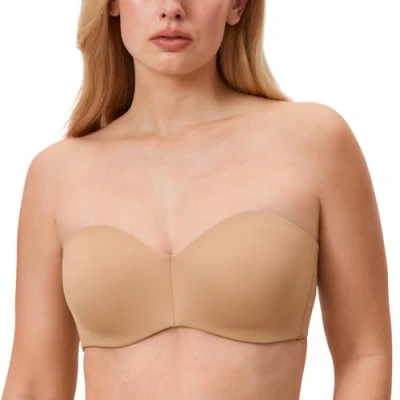 Imagen de DELIMIRA Mujer Sujetador Apoyo Invisible Sin Tirantes con Aros Natural 90C