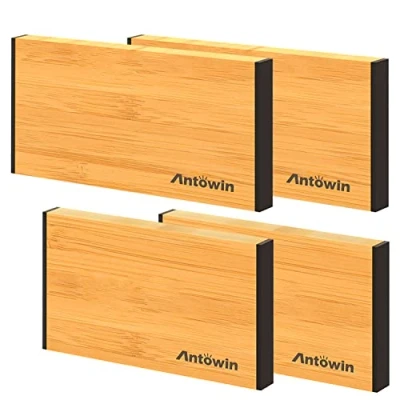 Imagen de ANTOWIN 4 separadores de cajones ajustables bambú