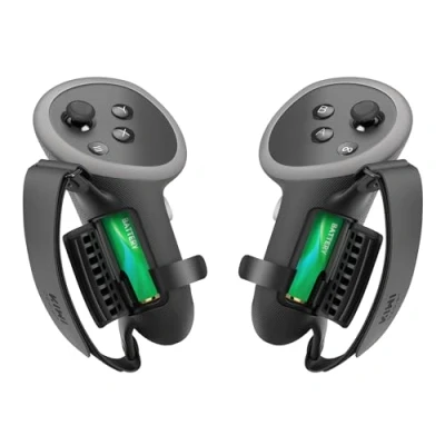 Imagen de KIWI design Cubierta de Agarre actualizada Compatible con Accesorios Meta Quest 3S/Quest 3, protección Apertura batería y Correa Tobillo (Negro)