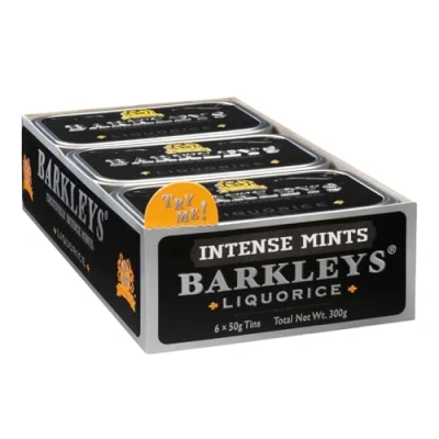 Imagen de Barkleys Classic Mints Liquorice, 6 tins, pack= tins of 50g