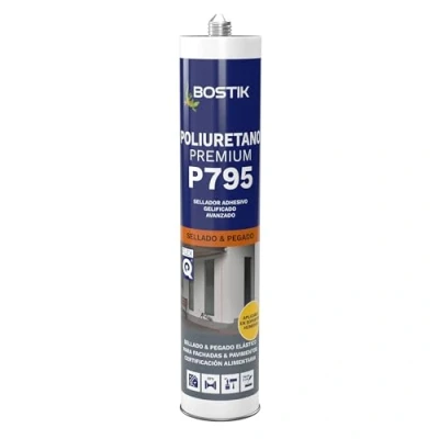 Imagen de BOSTIK P795 Poliuretano Premium Gris, Masilla de Multiusos Profesional, Sellado y Pegado Elástico, Multimaterial, Interior Exterior, Cartucho 290 ml