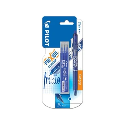 Imagen de Pilot FriXion Clicker Bolígrafo roller de tinta borrable (incluye 3 recargas), color azul