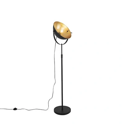 Imagen de QAZQA Industrial Lámpara de pie negro dorado 35cm orientable MAGNAX Acero Alargada/Redonda Adecuado para LED Max. 1 x 60 Watt