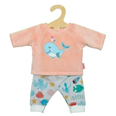 Imagen de Heless 1285 Ropa para Muñecas con Diseño de Ballena Bobby, Pijama 2 Piezas Camisa y Pantalón Peluches La Talla 28 35 Cm