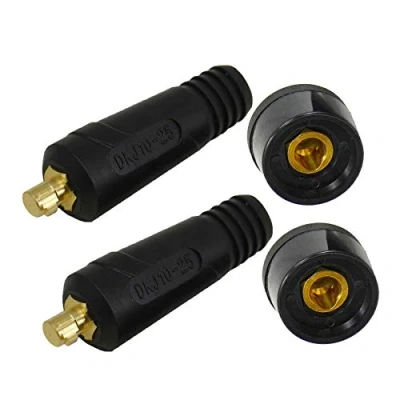 Imagen de RIVERWELD TIG Cable de soldadura Panel Conector Enchufe DKJ10 25 y DKZ10 200Amp Dinse Montaje rápido 2 juegos