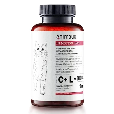 Imagen de animaux in Motion Cats 90 pastillas articulares Complemento alimenticio para gatos con mejillón de labios verdes, corteza sauce, garra del diablo, hialurón y colágeno, soporta huesos,