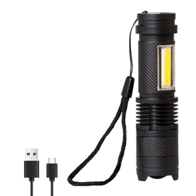 Imagen de LQWELL® Mini Linterna LED USB C Recargable, con Zoom Pequeña 3 Modos de Luz, Mano Portátil para Acampar, Senderismo, Emergencia, Correr, Ciclismo, Lectura Nocturna