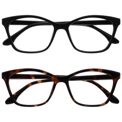 Imagen de OPULIZE KAT Gafas de Lectura Pack 2 Elegante Montura Ojo Gato Negro y Marrón Hombres Mujeres Bisagras Muelle RR59 12 +1.00