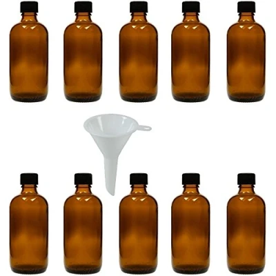 Imagen de Viva Haushaltswaren Gabriele Hesse e.K. 10 Tropfflaschen 100 ml/Apothekerflaschen in Braunglas INKL. Tropfeinsatz Botellas de Cristal, marrón