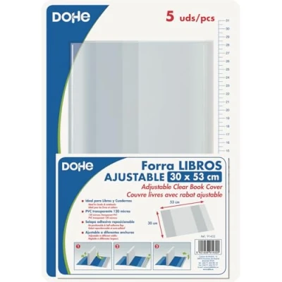 Imagen de DOHE 91432 Pack de 5 cubiertas protectoras libros y cuadernos, 53 x 30 cm
