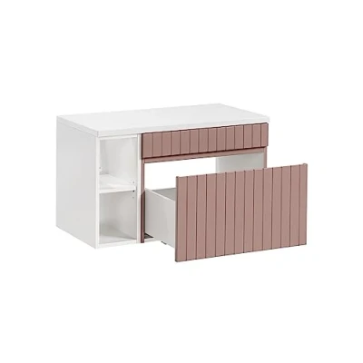 Imagen de ueble de Lavabo con estantería 80/100 cm Iconic Rose, Mueble Colgante, encimera, Color Rosa Mate (100 cm, encimera)