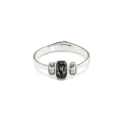 Imagen de UNO De 50 Pulsera Aleación Metales Bañados En Plata Ley. 2 Cristales Blancos Laterales Y 1 Gris Central