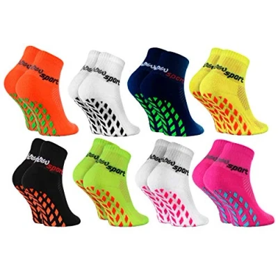 Imagen de Rainbow Socks Niñas Niños Calcetines Antideslizantes de Deporte 8 Pares Multicolor Talla 30 35