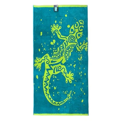 Imagen de jilda tex Toalla de playa, 90 x 180 cm, 100 % algodón, terciopelo, fácil limpiar (Gecko)