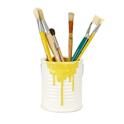 Imagen de Balvi Bote Multiusos Painty Color Amarillo y Blanco Recipiente Decorativo en Forma de Pintura