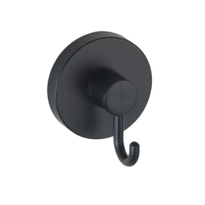 Imagen de Wenko ganchos Vacuum Loc negro, juego de 2 toalleros, para toallas y accesorios, se fijan sin taladrar con vacío, plastico en estilo loft, cada uno 6 x 6,7 5 cm
