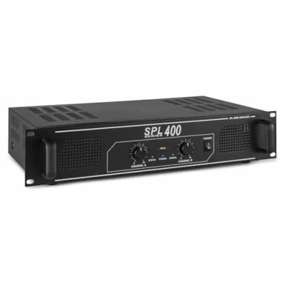 Imagen de SkyTec SPL400 amplificador PA de potencia 400E, ecualizador 3 bandas, entrada canales, AUX, ideal para pequeñas cajas DJ, clubes, bares y restaurantes, negro