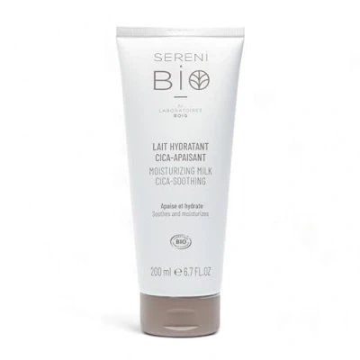 Imagen de Sérénibio Leche Hidratante Centella Asiática Cuidado Facial y Corporal Certificado Bio, Vegano Calma e Hidrata para Rostro Cuerpo, Pieles Ultrassensibles 200 ml