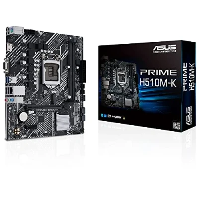 Imagen de ASUS Placa Base Micro ATX (Intel H510 LGA 1200 con PCIe 4.0, Ranura M.2 de 32 Gbps, Intel 1 GB Ethernet, HDMI, D Sub, USB 3.2 Gen. Tipo A, SATA 6 Puerto COM y Conector RGB), Black