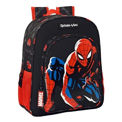Imagen de Safta M640, Spiderman Hero Escolar Niño, Mochila Infantil, Adaptable a Carro, Ideal 5 14 Años, Cómoda y Versátil, Calidad Resistencia, 32x12x38 cm, Color Negro Unisex niños, Estándar