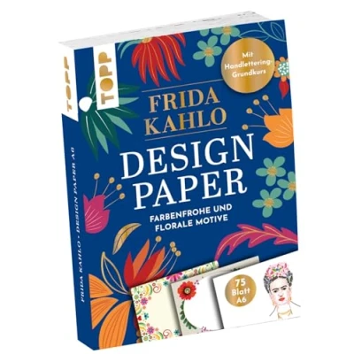 Imagen de Design Paper Frida Kahlo A6. Con curso básico de escritura a mano. 75 papeles diseño (DIN A6, 220 g/m²), en 25 diseños, 16 páginas mano, tapa blanda