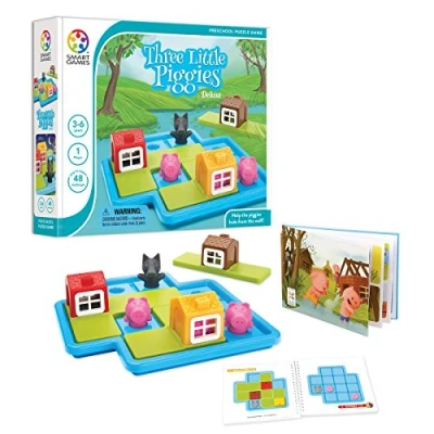 Imagen de smart games Three Little Piggies Deluxe, Preschool Puzzle Game with 48 Challenges, Picture Story Book Included, 3 6 Years
