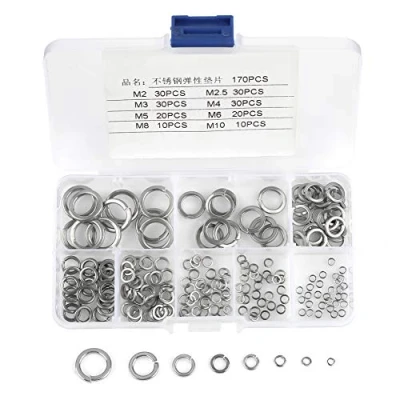 Imagen de Juego de 180 arandelas resorte acero inoxidable 304, kit M2, 5, M3, M4, M6, M8, M10