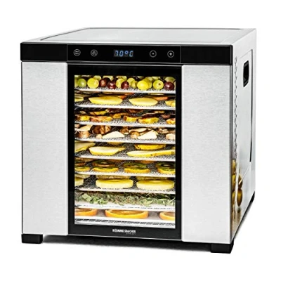 Imagen de ROMMELSBACHER Deshidratador DA 1000, superficie de secado XXL 1,6 m², incluye 10 bandejas deshidratación acero inoxidable, 2 deshidratadores, esteras, pantalla LED, temporizador 24