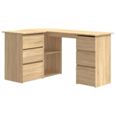 Imagen de vidaXL Escritorio de Esquina Mesa Trabajo Estudio Muebles Oficina Despacho Ordenador Decoración Capacidad Almacenaje Contrachapada Roble Sonoma