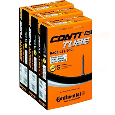 Imagen de Continental Pack 3 cámaras 28, 20 25, válvula Presta (Fina), 60 mm, Ciclismo, Negro, 700c Road
