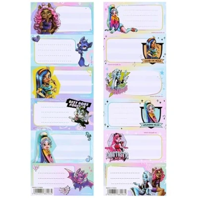 Imagen de Monster High pegatinas autoadhesivas para cuadernos, escolares, Juego de 12 (Monster High)