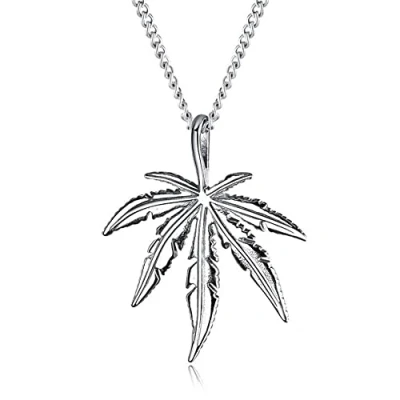 Imagen de collar con colgante de hoja marihuana acero inoxidable para hombre, inoxidable, cannabis