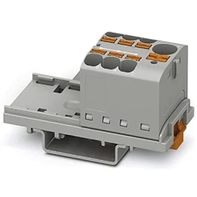 Imagen de PHOENIX CONTACT Bloque de distribución PTFIX 10/6X4 NS35 GY, 800 V, 63 A, número puertos 7, sección transversal 0,2 mm² 6 mm², AWG 24 10, ancho 28,6 mm, color gris