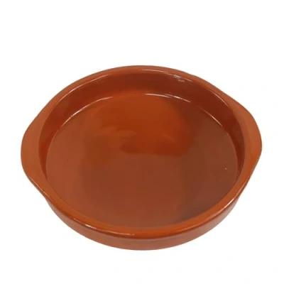 Imagen de Fackelmann Cazuela de Barro Tradicional, Cerámica Rústica, Apta para Cocina Gas y Eléctrica, Microondas Horno, Color Natural, 36 cm Diámetro, Borde 7 cm, 1 ud.
