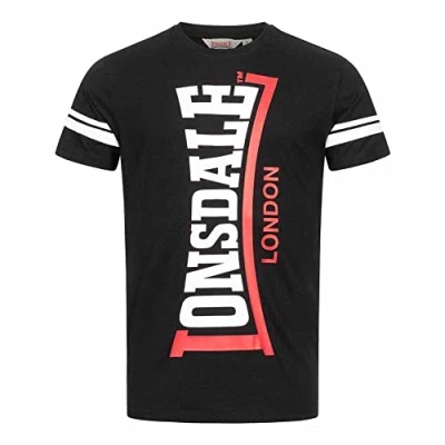 Imagen de Lonsdale Normale Passform Polbain Camiseta estampada, Hombre, Talla: XL, Black white red
