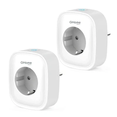 Imagen de GHome Smart Enchufe Inteligente,Enchufe Wi Fi Medidor Consumo,Compatible con Alexa y Google Home,Tomada Inteligente Programable Temporizador,Control Remoto por Voz APP,16A 3680W,Un Par