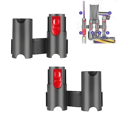 Imagen de Moupaa Paquete de 2 soportes organizadores montaje para Dyson V15 V12 V11 V10 V8 V7 aspiradora inalámbrica gran tamaño, accesorios en pared estación acoplamiento