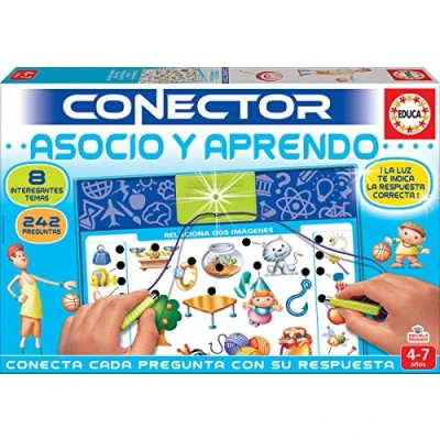 Imagen de Educa Juego Conector Asocio y Aprendo Educativo para niños. 8 Temas más de 240 Preguntas desarrollar la observación razonamiento. con luz Que Indica Respuesta Correcta. +4 años (17202)