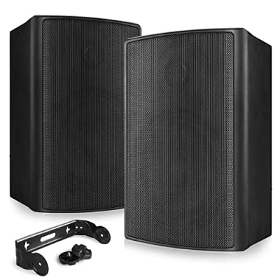 Imagen de Power Dynamics BG050 Conjunto Altavoces Interior/Exterior 5,25&quot; 120W 8 ohmios 2 vías, Resistentes a la Intemperie IP65, Rejilla y Soportes de Aluminio, Color Negro (2 Unidades)
