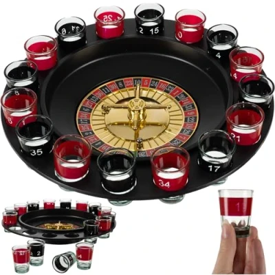 Imagen de MT MALATEC Ruleta juego de beber 16 vasos chupito, artículo fiesta, mesa para adultos 23463