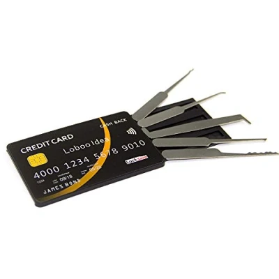 Imagen de Loboo Idea Kit de herramientas selección cerradura tarjeta crédito, juego mano cerrajero para cerraduras, abrir candados con llave